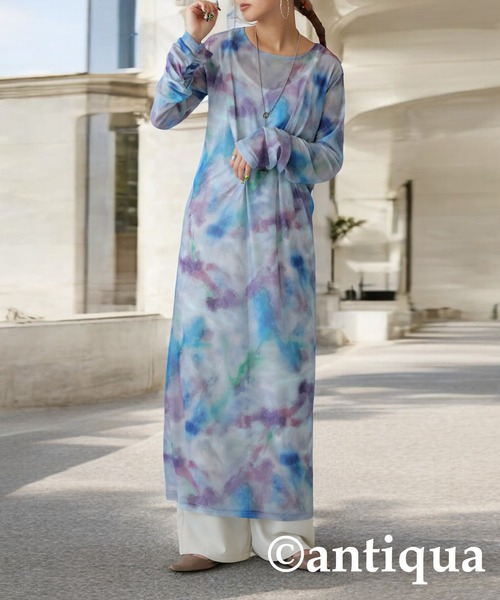 antiqua(アンティカ)の「タイダイ柄シアーワンピース(ワンピース・レディース・ブルー系その他/ピンク系その他・ONESIZE)」の7枚目の写真