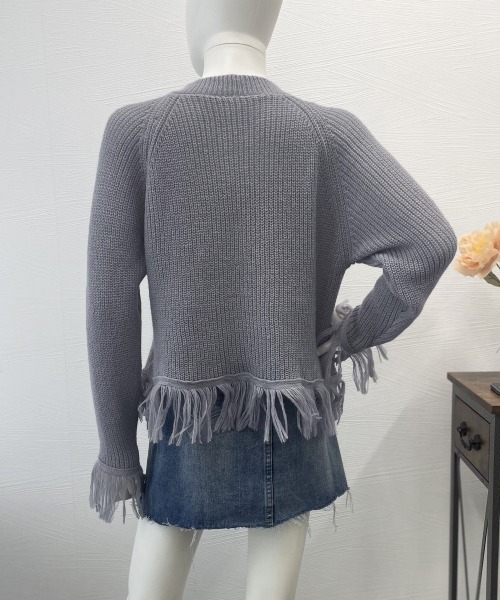 Miniministore（ミニミニストア）の「フリンジニットカーディガン クルーネック（カーディガン/ボレロ・レディース・ブラック/アイボリー/グレー・FREE）」の12枚目の写真