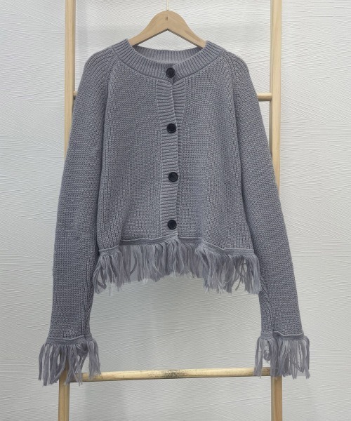 Miniministore（ミニミニストア）の「フリンジニットカーディガン クルーネック（カーディガン/ボレロ・レディース・ブラック/アイボリー/グレー・FREE）」の13枚目の写真