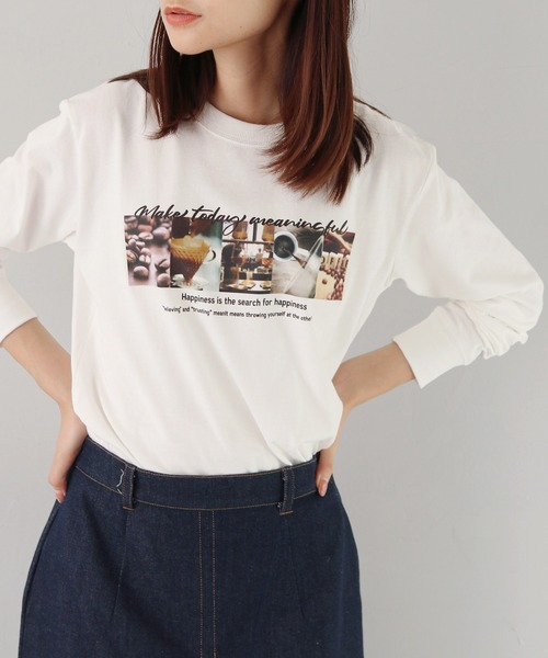 HER CLOSET(ハークローゼット)の「 【HER CLOSET】WEB限定coffeeフォトロゴロンT WEB LIMITED COFFEE PHOTO LOGO LONG TEE(Tシャツ/カットソー・レディース・ホワイト系その他/ホワイト/ブラック・L/M/S)」の12枚目の写真