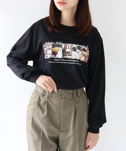 HER CLOSET(ハークローゼット)の「 【HER CLOSET】WEB限定coffeeフォトロゴロンT WEB LIMITED COFFEE PHOTO LOGO LONG TEE(Tシャツ/カットソー・レディース・ホワイト系その他/ホワイト/ブラック・L/M/S)」の20枚目の写真