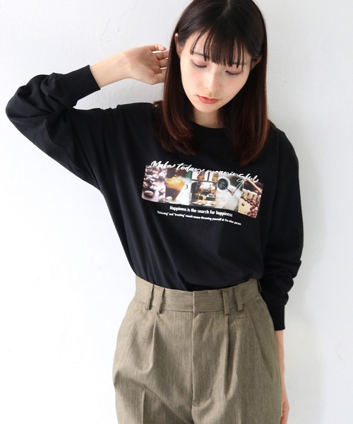 HER CLOSET(ハークローゼット)の「 【HER CLOSET】WEB限定coffeeフォトロゴロンT WEB LIMITED COFFEE PHOTO LOGO LONG TEE(Tシャツ/カットソー・レディース・ホワイト系その他/ホワイト/ブラック・L/M/S)」の22枚目の写真