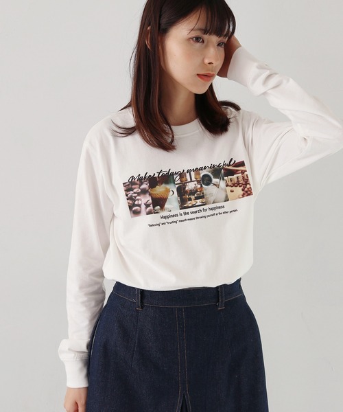 HER CLOSET(ハークローゼット)の「 【HER CLOSET】WEB限定coffeeフォトロゴロンT WEB LIMITED COFFEE PHOTO LOGO LONG TEE(Tシャツ/カットソー・レディース・ホワイト系その他/ホワイト/ブラック・L/M/S)」の13枚目の写真