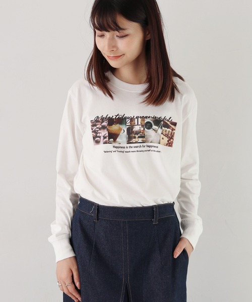 HER CLOSET(ハークローゼット)の「 【HER CLOSET】WEB限定coffeeフォトロゴロンT WEB LIMITED COFFEE PHOTO LOGO LONG TEE(Tシャツ/カットソー・レディース・ホワイト系その他/ホワイト/ブラック・L/M/S)」の14枚目の写真