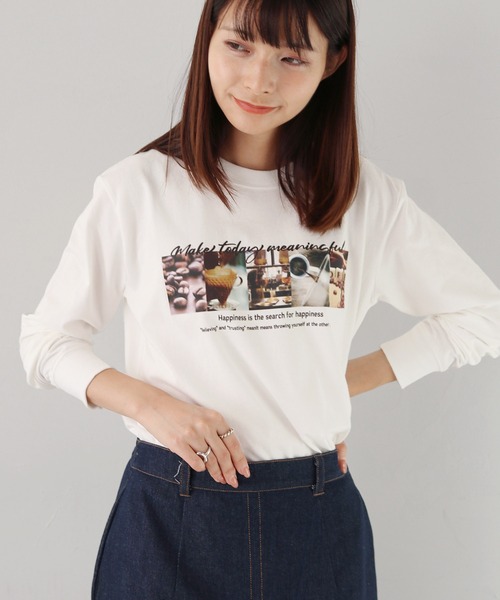 HER CLOSET(ハークローゼット)の「 【HER CLOSET】WEB限定coffeeフォトロゴロンT WEB LIMITED COFFEE PHOTO LOGO LONG TEE(Tシャツ/カットソー・レディース・ホワイト系その他/ホワイト/ブラック・L/M/S)」の17枚目の写真