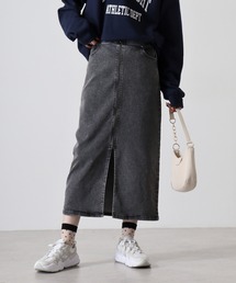 .works ストレッチデニム　前ZIPナロースカート85ｃｍ丈