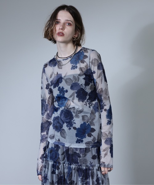 CREOLME（クレオルム）の「(CREOLME)ヴィンテージフラワーシアートップス（Tシャツ/カットソー・レディース・グレー/イエロー・FREE）」の20枚目の写真