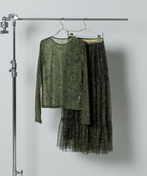 CREOLME（クレオルム）の「(CREOLME)ヴィンテージフラワーシアートップス（Tシャツ/カットソー・レディース・グレー/イエロー・FREE）」の22枚目の写真