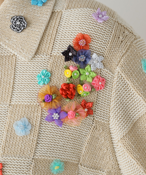 YANYAN ヤンヤン 花 刺繍 ビジュー ポロ ニット New Arrivals ＜Yan Yan＞原宿限定ヤンヤンニット②(^o^)｜ビームス