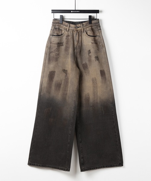 me+em select（ミームセレクト）の「【 ２color ／ ４size 】ヴィンテージペイントグラデーションワイドデニムパンツ ／ vintage paint gradation wide denim pants（デニムパンツ・レディース・ブルー/ブラック・X-LARGE/SMALL/LARGE/MEDIUM）」の11枚目の写真