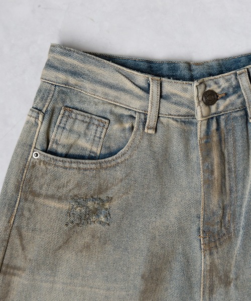 me+em select（ミームセレクト）の「【 ２color ／ ４size 】ヴィンテージペイントグラデーションワイドデニムパンツ ／ vintage paint gradation wide denim pants（デニムパンツ・レディース・ブルー/ブラック・X-LARGE/SMALL/LARGE/MEDIUM）」の5枚目の写真