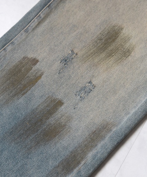 me+em select（ミームセレクト）の「【 ２color ／ ４size 】ヴィンテージペイントグラデーションワイドデニムパンツ ／ vintage paint gradation wide denim pants（デニムパンツ・レディース・ブルー/ブラック・X-LARGE/SMALL/LARGE/MEDIUM）」の6枚目の写真