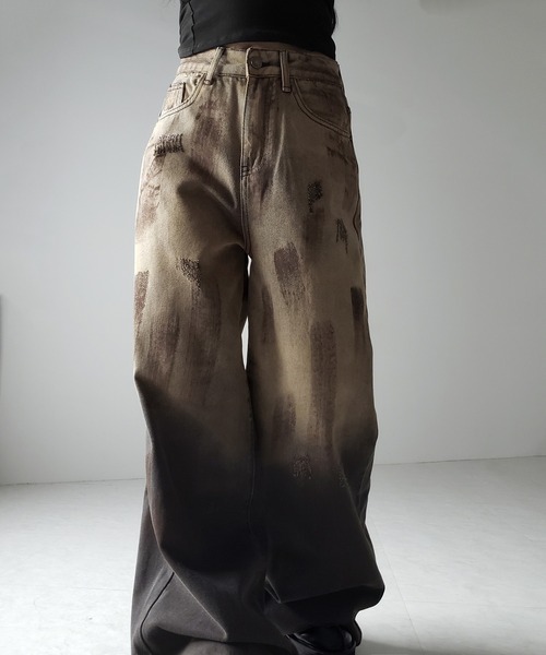 me+em select（ミームセレクト）の「【 ２color ／ ４size 】ヴィンテージペイントグラデーションワイドデニムパンツ ／ vintage paint gradation wide denim pants（デニムパンツ・レディース・ブルー/ブラック・X-LARGE/SMALL/LARGE/MEDIUM）」の20枚目の写真