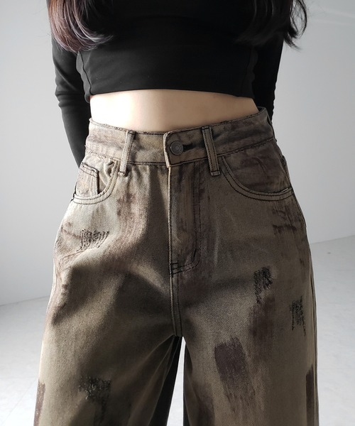 me+em select（ミームセレクト）の「【 ２color ／ ４size 】ヴィンテージペイントグラデーションワイドデニムパンツ ／ vintage paint gradation wide denim pants（デニムパンツ・レディース・ブルー/ブラック・X-LARGE/SMALL/LARGE/MEDIUM）」の22枚目の写真