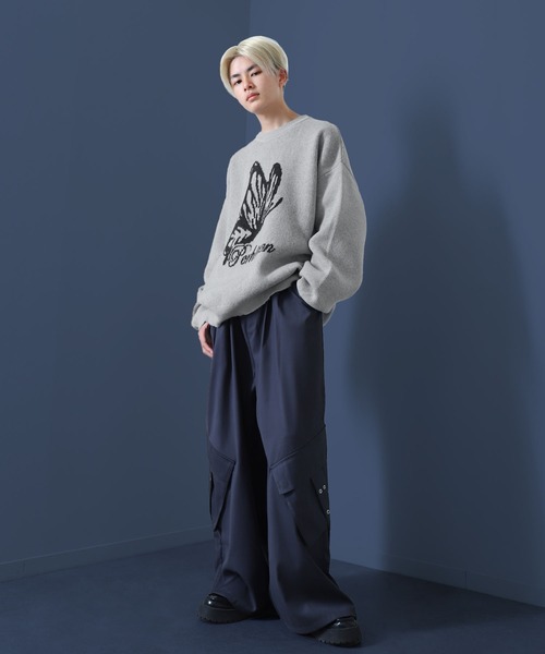 NILWAY（ニルウェイ）の「マーブル バタフライ ダブルジャガードニット（ニット/セーター・メンズ・グレー系/グレー/ブラック/ブラック系・LARGE/MEDIUM）」の21枚目の写真