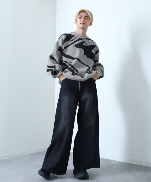 NILWAY（ニルウェイ）の「マーブル バタフライ ダブルジャガードニット（ニット/セーター・メンズ・グレー系/グレー/ブラック/ブラック系・LARGE/MEDIUM）」の15枚目の写真