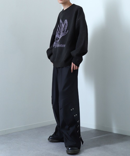 NILWAY（ニルウェイ）の「マーブル バタフライ ダブルジャガードニット（ニット/セーター・メンズ・グレー系/グレー/ブラック/ブラック系・LARGE/MEDIUM）」の12枚目の写真