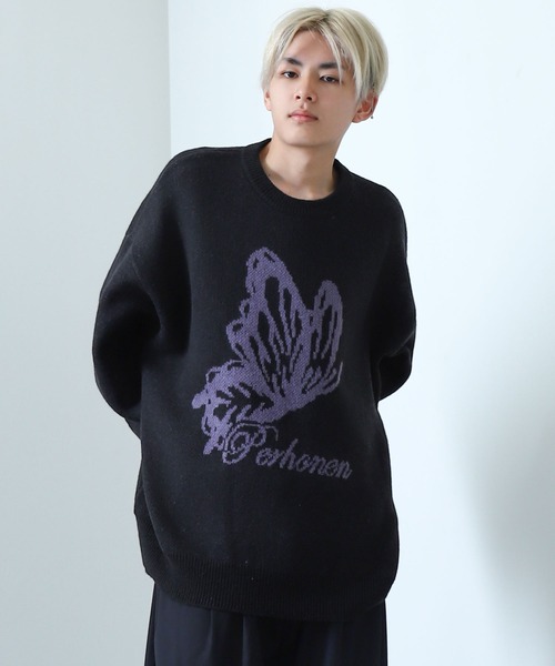 NILWAY（ニルウェイ）の「マーブル バタフライ ダブルジャガードニット（ニット/セーター・メンズ・グレー系/グレー/ブラック/ブラック系・LARGE/MEDIUM）」の10枚目の写真