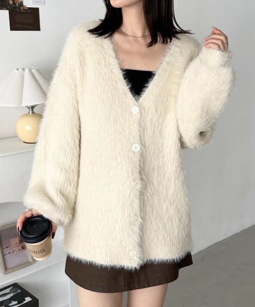 【試着のみ】ピンクハウスシャギーニットカーディガン/2022年 定価35,200 試着のみ】ピンクハウスシャギーニットカーディガン/2022年 定価