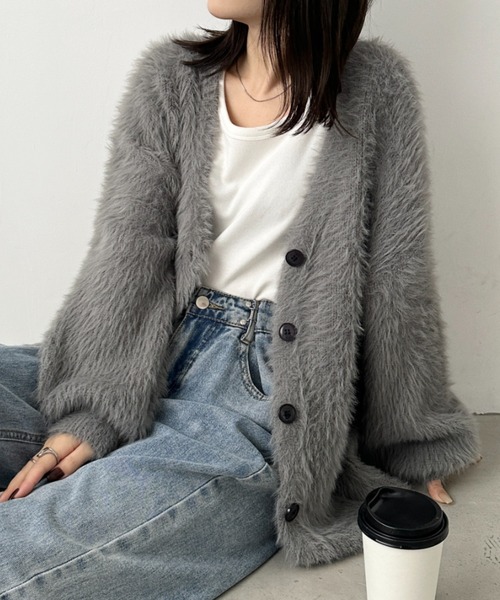 CLEA（クレア）の「シャギーニットカーディガン（カーディガン/ボレロ・レディース・アイボリー/イエロー/ピンク/グレー・FREE）」の17枚目の写真