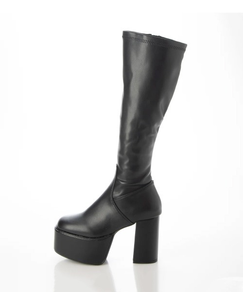 DEMETER（デメテル）の「【新色追加】厚底 太ヒール スクエアトゥ ストレッチ ロングブーツ（ブーツ・レディース・ブラック/ブラック系その他/アイボリー・S/M/L/LL）」の15枚目の写真