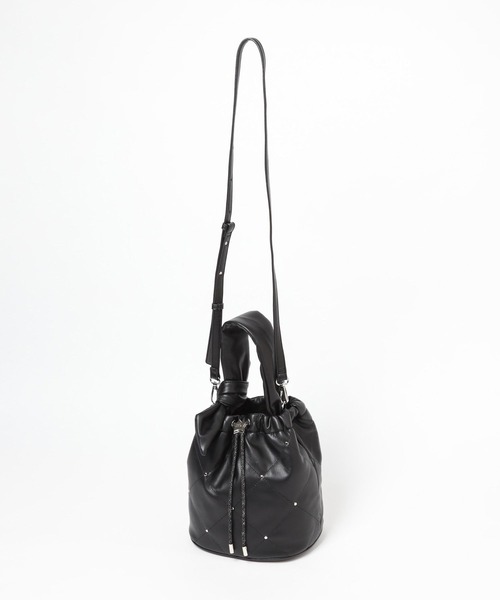 BAYFLOW（ベイフロー）の「[500mlペットボトルも入る]スタッズリボン巾着（ショルダーバッグ・レディース・ブラック/シルバー・FREE）」の10枚目の写真