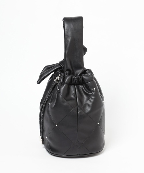 BAYFLOW（ベイフロー）の「[500mlペットボトルも入る]スタッズリボン巾着（ショルダーバッグ・レディース・ブラック/シルバー・FREE）」の12枚目の写真