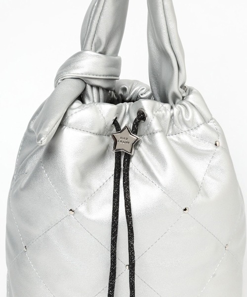 BAYFLOW（ベイフロー）の「[500mlペットボトルも入る]スタッズリボン巾着（ショルダーバッグ・レディース・ブラック/シルバー・FREE）」の14枚目の写真