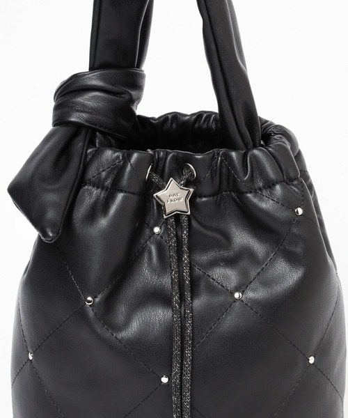 BAYFLOW（ベイフロー）の「[500mlペットボトルも入る]スタッズリボン巾着（ショルダーバッグ・レディース・ブラック/シルバー・FREE）」の15枚目の写真