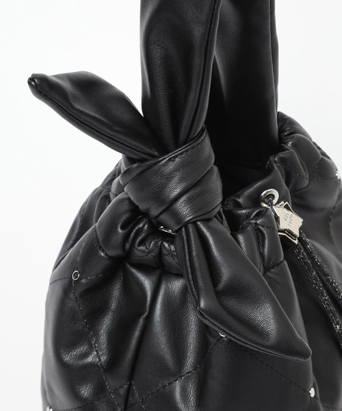 BAYFLOW（ベイフロー）の「[500mlペットボトルも入る]スタッズリボン巾着（ショルダーバッグ・レディース・ブラック/シルバー・FREE）」の19枚目の写真