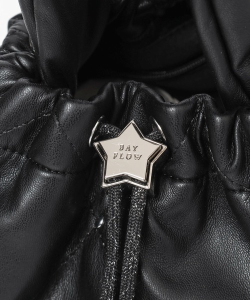 BAYFLOW（ベイフロー）の「[500mlペットボトルも入る]スタッズリボン巾着（ショルダーバッグ・レディース・ブラック/シルバー・FREE）」の20枚目の写真