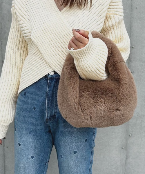 rectangle（レクタングル）の「ふわもこファーハンドバッグ（ハンドバッグ・レディース・モカ/ホワイト/ブラック/グレー・FREE）」の7枚目の写真