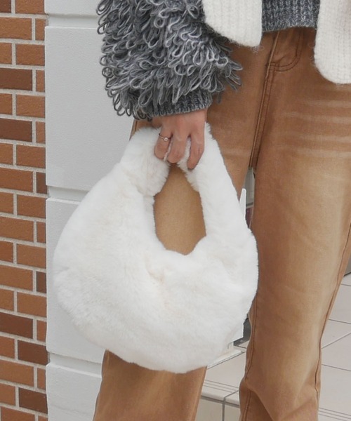 rectangle（レクタングル）の「ふわもこファーハンドバッグ（ハンドバッグ・レディース・モカ/ホワイト/ブラック/グレー・FREE）」の16枚目の写真