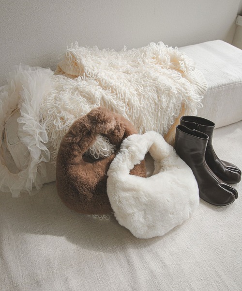 rectangle（レクタングル）の「ふわもこファーハンドバッグ（ハンドバッグ・レディース・モカ/ホワイト/ブラック/グレー・FREE）」の19枚目の写真