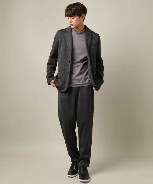 a.v.v（アーヴェヴェ）の「【洗濯機で洗える】ヘリンボーン柄イージーパンツ(セットアップ可）（その他パンツ・メンズ・チャコールグレー/ネイビー・46/48/44/50）」の14枚目の写真