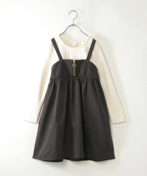 ikka（イッカ）の「フクレジャガードドッキングワンピース（120~160cm）（ジャンパースカート・キッズ・ブラック/オリーブ・120/130/140/150/160）」の3枚目の写真