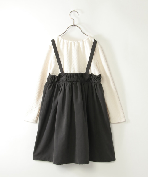 ikka（イッカ）の「フクレジャガードドッキングワンピース（120~160cm）（ジャンパースカート・キッズ・ブラック/オリーブ・120/130/140/150/160）」の4枚目の写真