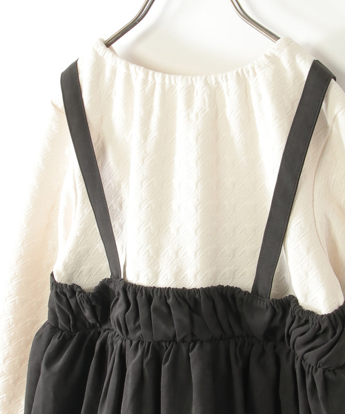 ikka（イッカ）の「フクレジャガードドッキングワンピース（120~160cm）（ジャンパースカート・キッズ・ブラック/オリーブ・120/130/140/150/160）」の10枚目の写真