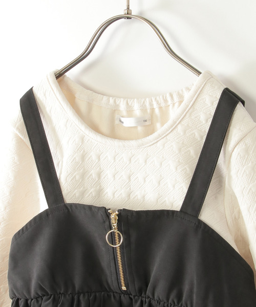 ikka（イッカ）の「フクレジャガードドッキングワンピース（120~160cm）（ジャンパースカート・キッズ・ブラック/オリーブ・120/130/140/150/160）」の5枚目の写真