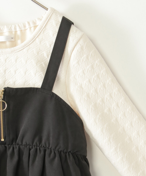 ikka（イッカ）の「フクレジャガードドッキングワンピース（120~160cm）（ジャンパースカート・キッズ・ブラック/オリーブ・120/130/140/150/160）」の6枚目の写真