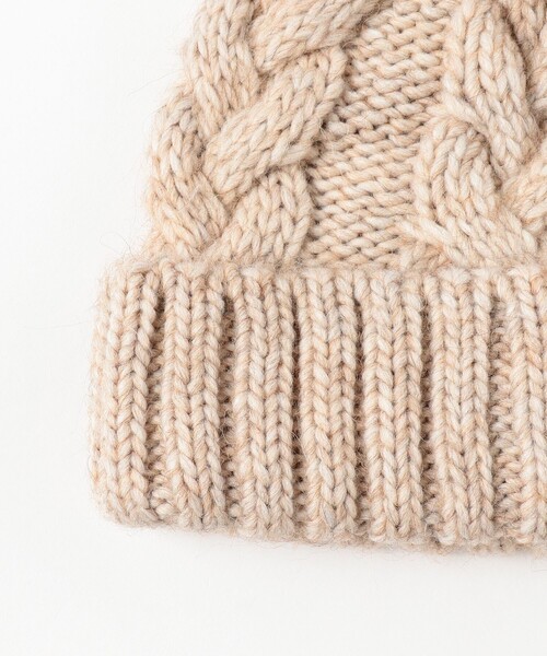 GRILLO（グリーロ）の「【別注】GRILLO / ケーブル ワッチキャップ（ニットキャップ/ビーニー・メンズ・ワイン/オフホワイト・ONE SIZE）」の3枚目の写真