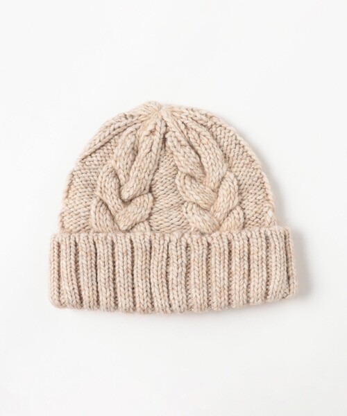 GRILLO（グリーロ）の「【別注】GRILLO / ケーブル ワッチキャップ（ニットキャップ/ビーニー・メンズ・ワイン/オフホワイト・ONE SIZE）」の4枚目の写真