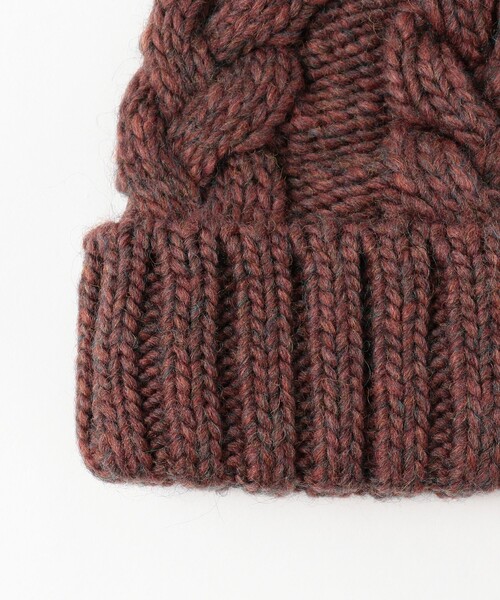 GRILLO（グリーロ）の「【別注】GRILLO / ケーブル ワッチキャップ（ニットキャップ/ビーニー・メンズ・ワイン/オフホワイト・ONE SIZE）」の5枚目の写真