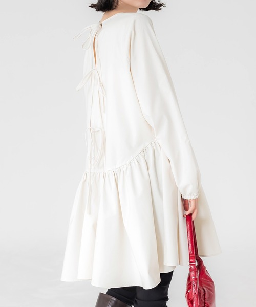 セール】バックリボン ギャザーフレアチュニック（ワンピース）｜coca
