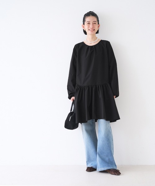 セール】バックリボン ギャザーフレアチュニック（ワンピース）｜coca