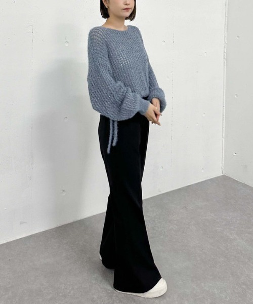 archives（アルシーヴ）の「ラメフェザーメッシュドロストニット（ニット/セーター・レディース・グレー/アイボリー/ブルー/ピンク・MEDIUM）」の17枚目の写真