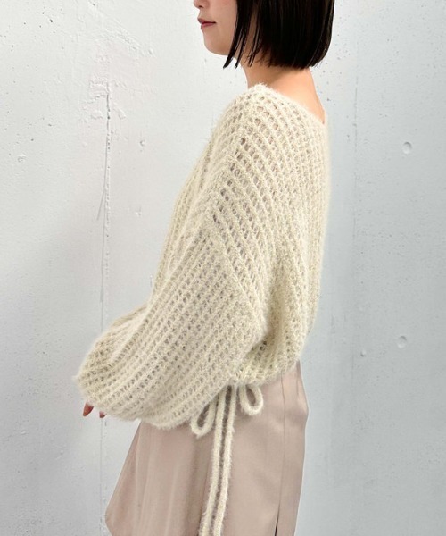 archives（アルシーヴ）の「ラメフェザーメッシュドロストニット（ニット/セーター・レディース・グレー/アイボリー/ブルー/ピンク・MEDIUM）」の20枚目の写真