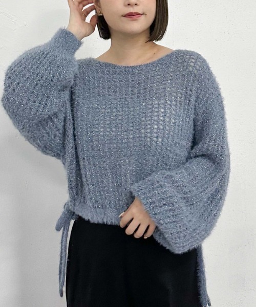archives（アルシーヴ）の「ラメフェザーメッシュドロストニット（ニット/セーター・レディース・グレー/アイボリー/ブルー/ピンク・MEDIUM）」の12枚目の写真