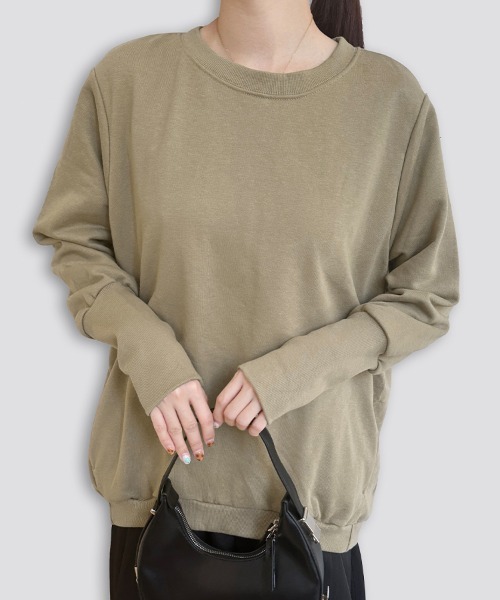 Doux Belle（ドゥーベル）の「ラウンドネックトップス（Tシャツ/カットソー・レディース・グレー/チャコールグレー/カーキ/ブラック/ライトベージュ/ライトグレー/ブラウン/ホワイト/ベージュ/ネイビー・MEDIUM）」の7枚目の写真
