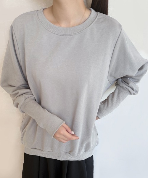 Doux Belle（ドゥーベル）の「ラウンドネックトップス（Tシャツ/カットソー・レディース・グレー/チャコールグレー/カーキ/ブラック/ライトベージュ/ライトグレー/ブラウン/ホワイト/ベージュ/ネイビー・MEDIUM）」の5枚目の写真